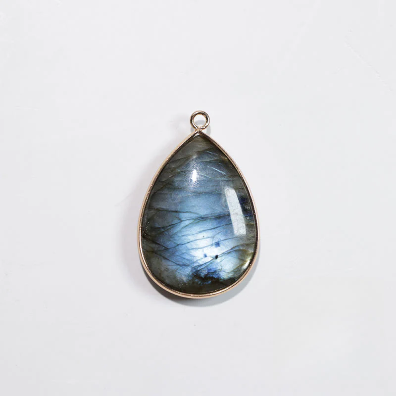 Buddha Stones Water Drop Pattern Labradorite Healing Necklace Pendant