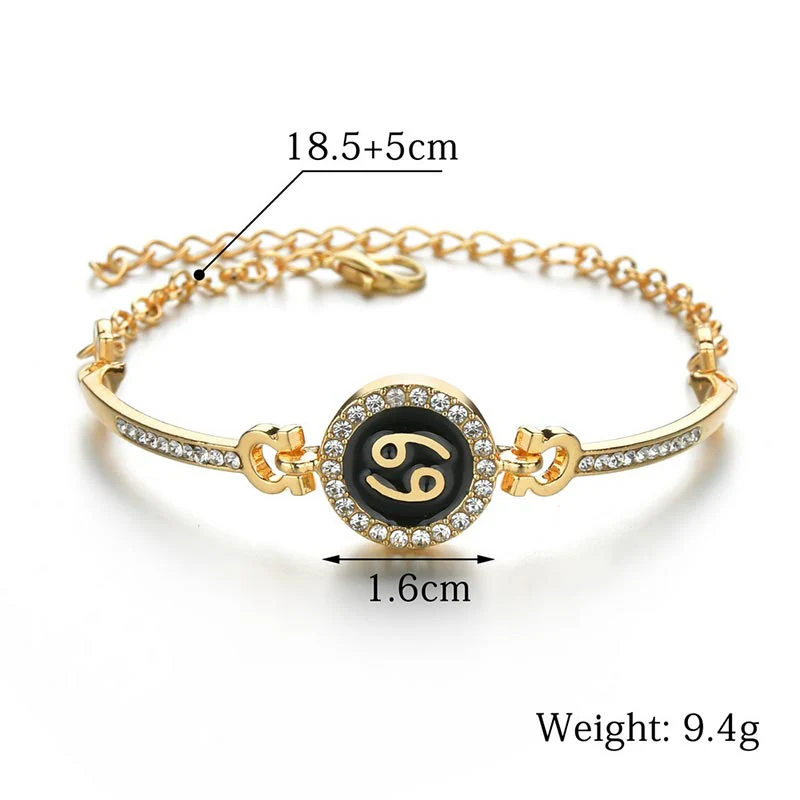 12 Constellations of the Zodiac Rhinestone Chain Adjustable Bracelet (Extra 30% Off | USE CODE: FS30)