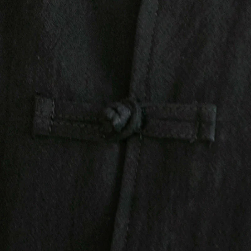 Buddha Stones Tang Suit Frog-Button Crane Embroidery Long Sleeve Cotton Men's Shirt