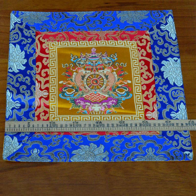 Buddha Stones Prayer Altar Mat Meditation Strength Endless Knot Vajra Man-Bcu Kalachakra Auspicious Symbols
