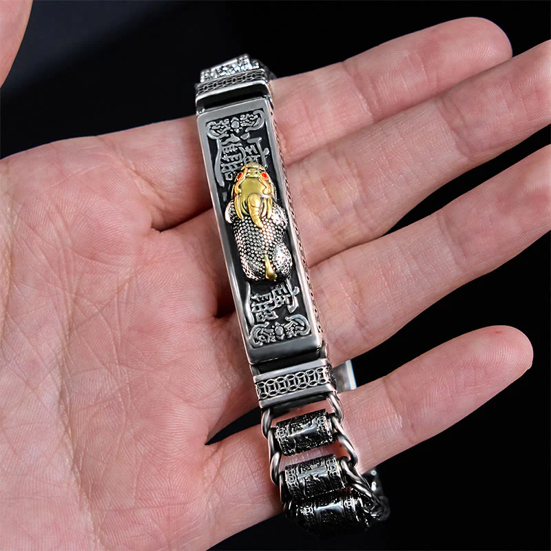 Buddha Stones Tibetan Copper Buckle Prayer Wheel Heart Sutra Pi Xiu Metal Bracelet