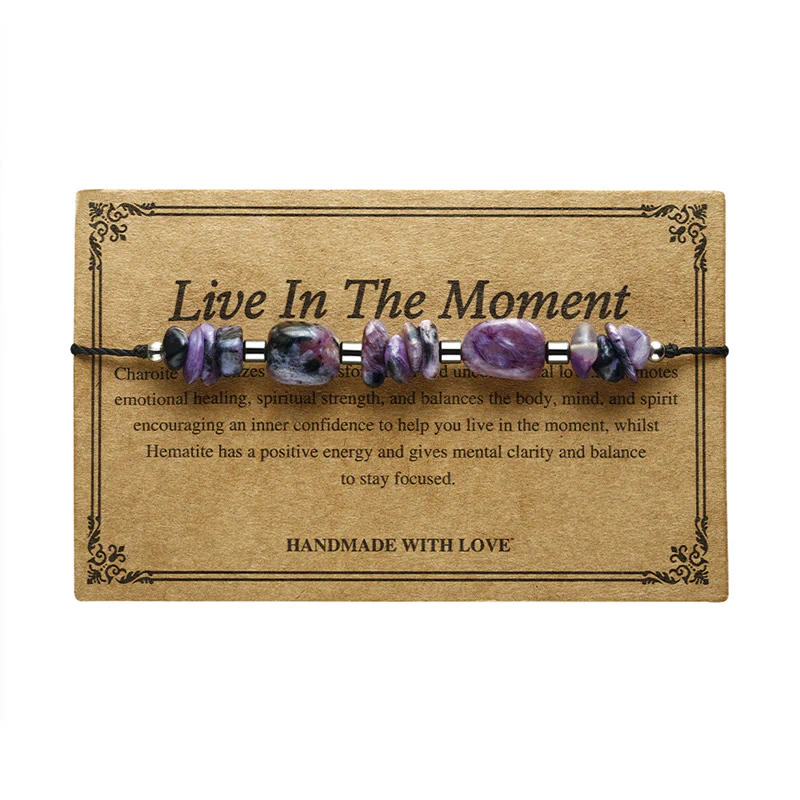 Buddha Stones Live In The Moment Charoite Hematite Powerful Bracelet