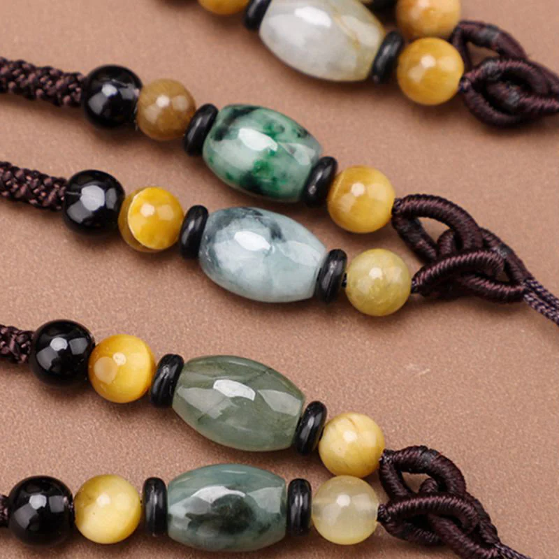 Buddha Stones Copper Brass Fu Character Luck Fortune Rope Necklace Pendant