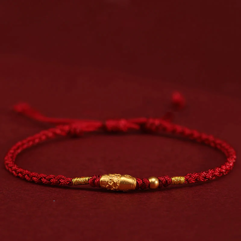 Buddha Stones 999 Gold Luck Protection Koi Fish Handmade Braided String Bracelet