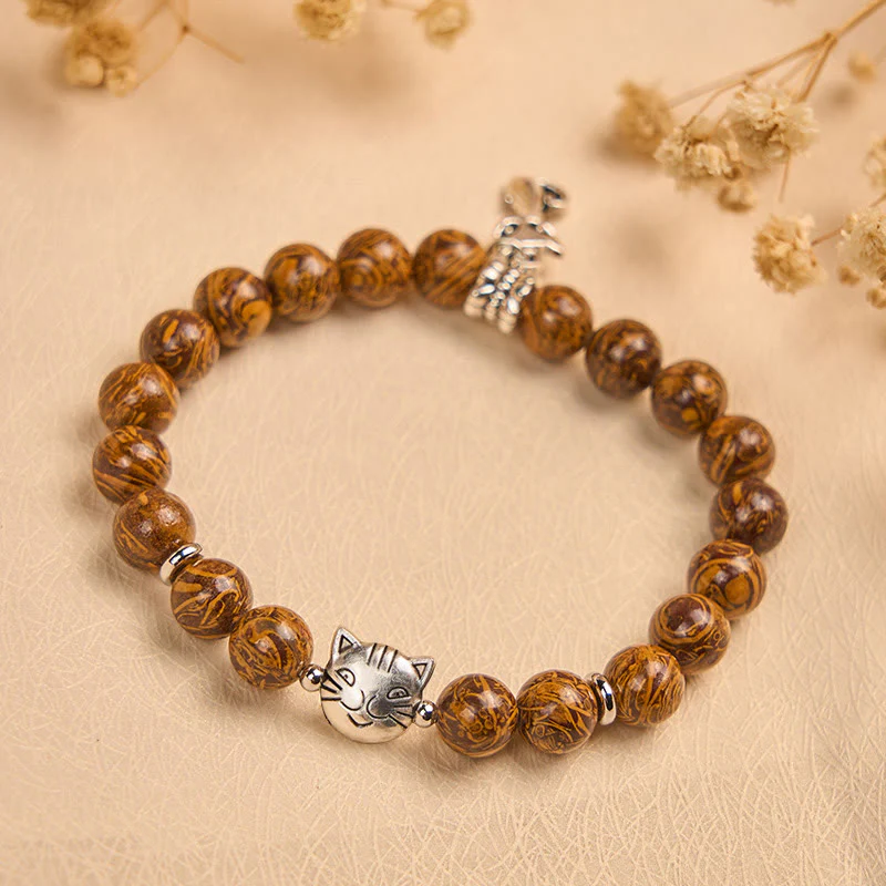 Buddha Stones Natural Stone Kitten Cat Head Protection Bracelet