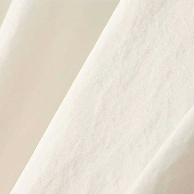 Buddha Stones Casual Ruffle Hem Patchwork Design Drawstring Ankle-length Women's Cotton Pants With Pockets