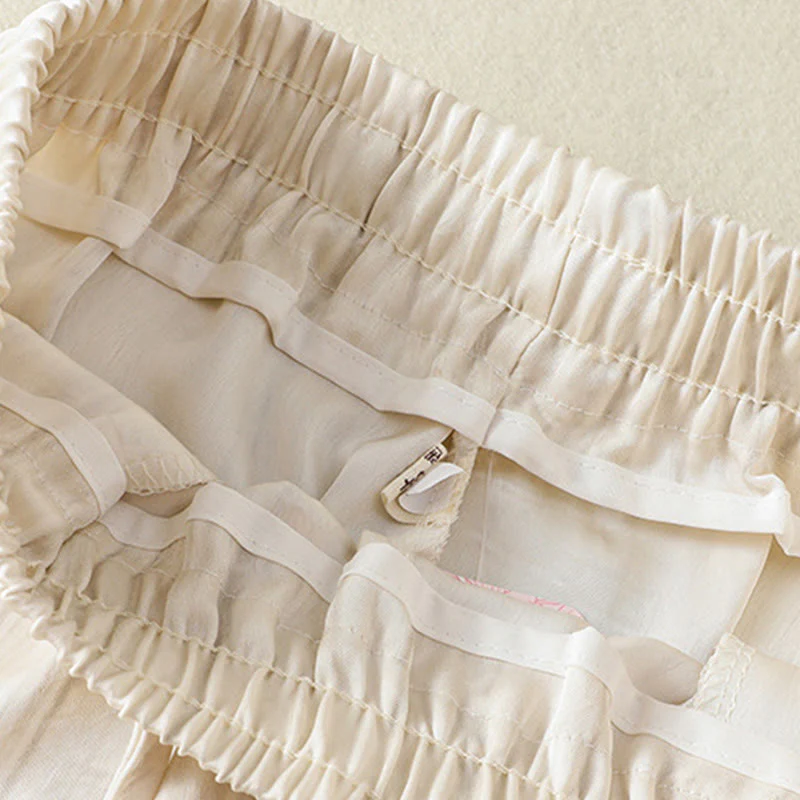 Buddha Stones Artistic Casual Vertical Lines Pattern Drawstring Ankle-length Women's Pants With Pockets