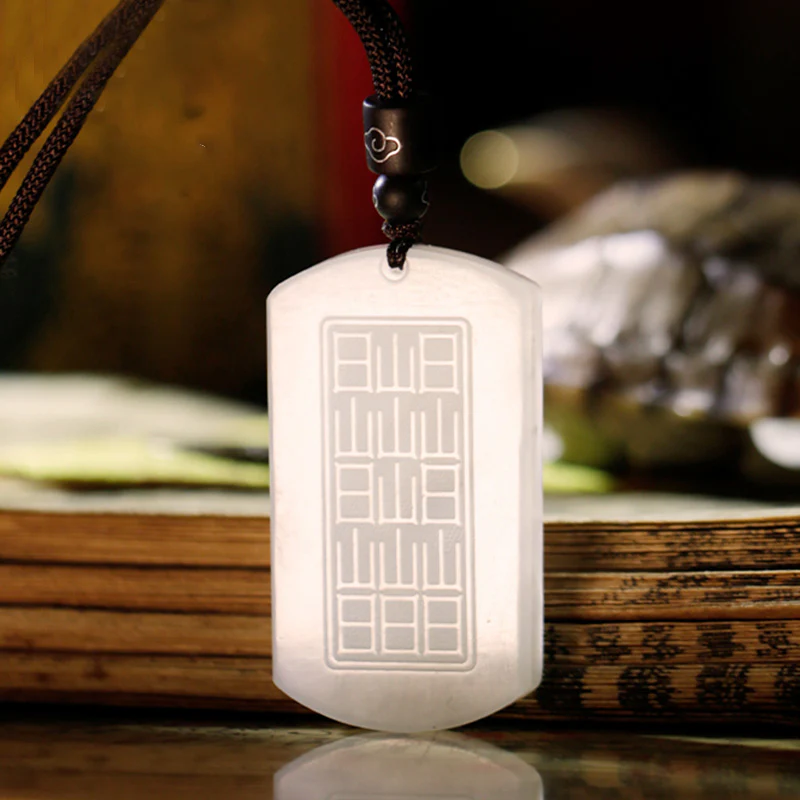Buddha Stones White Jade PiXiu Yin Yang Luck Protection Necklace Pendant