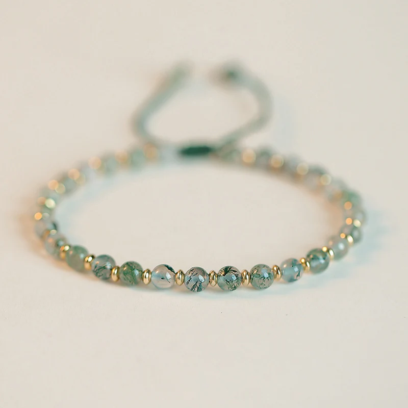 Buddha Stones Moss Agate Lucky Balance Bracelet