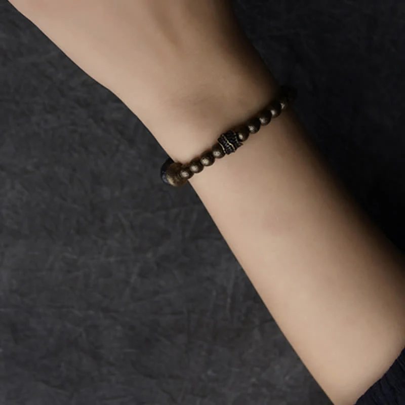 Buddha Stones Lava Rock Stone Copper Balance Cuff Bracelet Bangle