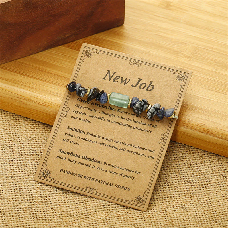 Buddha Stones New Job Green Aventurine Sodalite Snowflake Obsidian Energy Bracelet