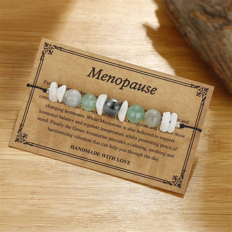 Buddha Stones Menopause Labradorite Green Aventurine White Moonstone Healing Bracelet