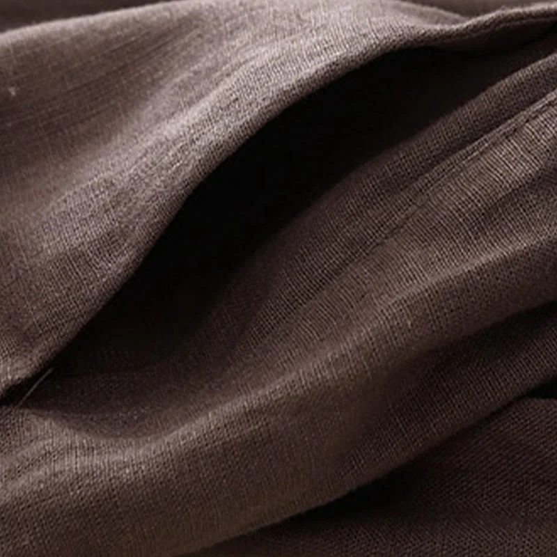 Buddha Stones Wild Plain Cotton Linen Women's Wide Leg Pants With Pockets