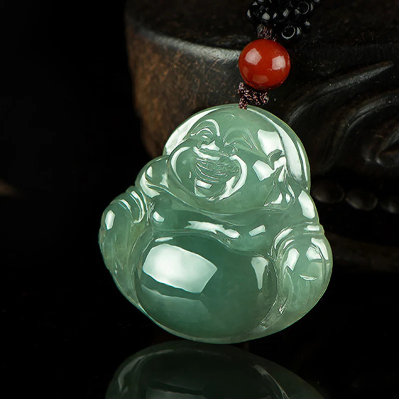 Buddha Stones Laughing Buddha Jade Abundance String Necklace Pendant