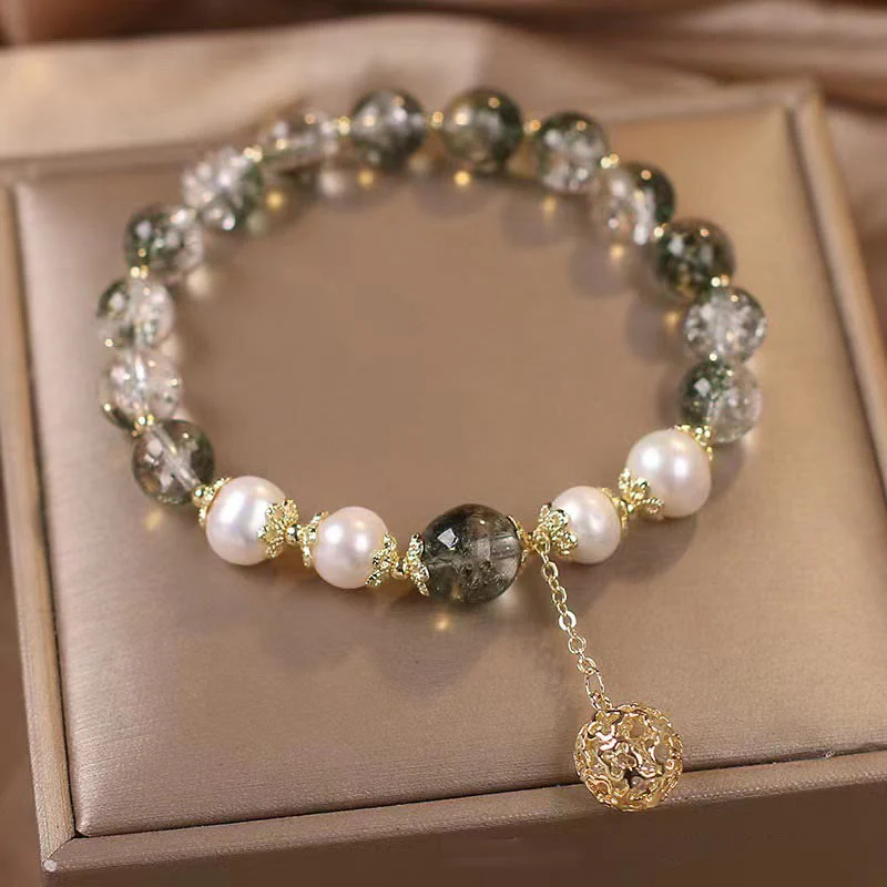 Buddha Stones Green Phantom Pearl Self-acceptance Charm Bracelet
