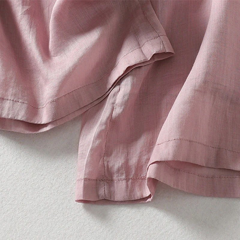 Buddha Stones Casual Drawstring Cotton Linen Ankle-Length Women's Wide Leg Pants With Pockets