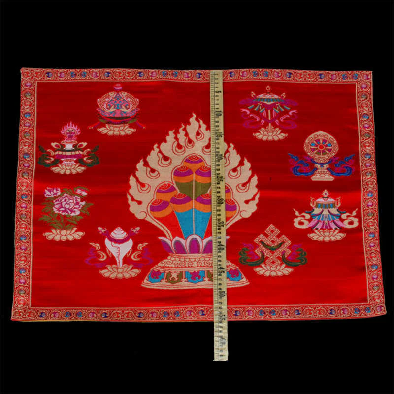 Buddha Stones Prayer Altar Mat Healing Meditation 8 Auspicious Symbols Mat