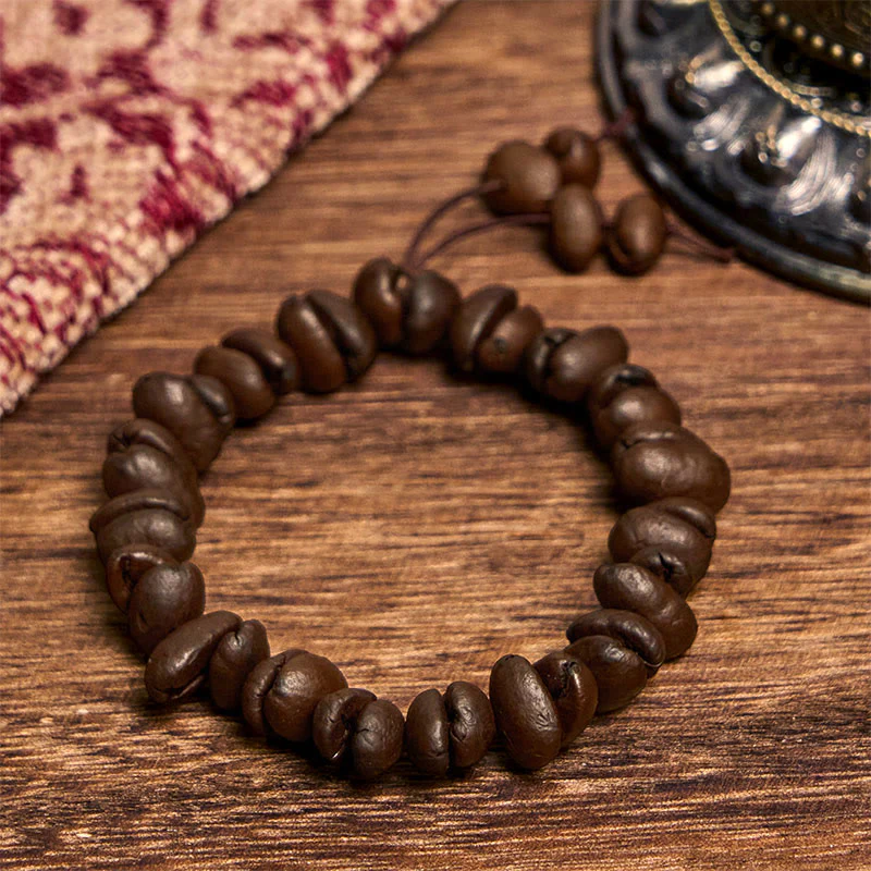 Buddha Stones Handmade Natural Coffee Beans Bracelet