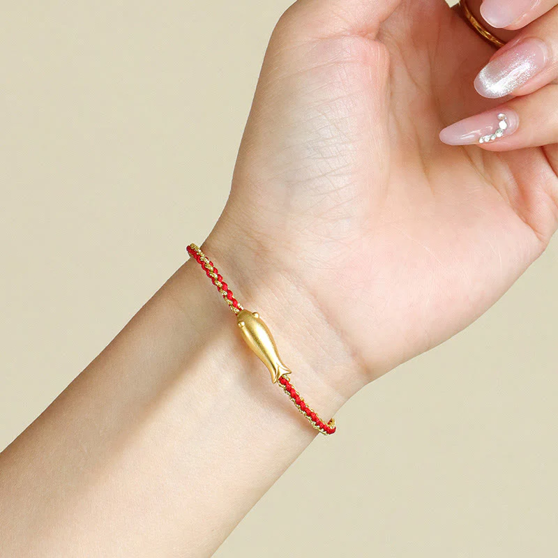 Buddha Stones 999 Sterling Silver Lucky Koi Fish Protection Rope Bracelet