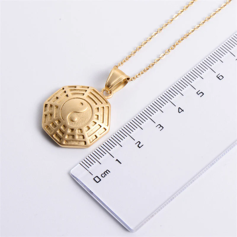 Buddha Stones Bagua Yin Yang Titanium Steel Balance Necklace Chain Pendant