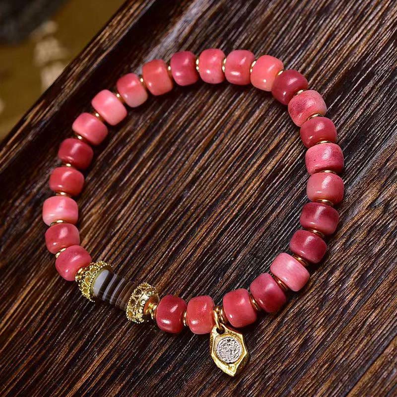 Buddha Stones Tibetan Camel Bone Red Agate Luck Bracelet