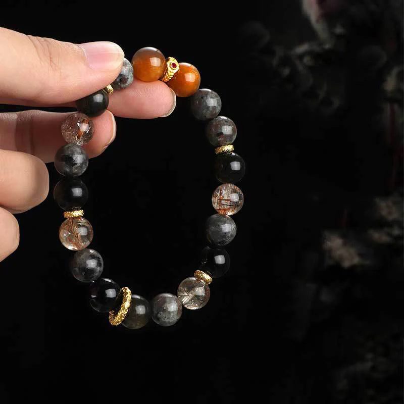 Buddha Stones Sun Stone Lava Rock Positive Bracelet