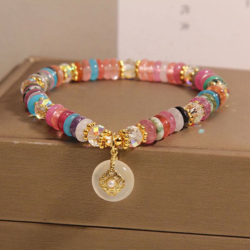 Buddha Stones Various Crystal Peace Buckle Auspicious Bracelet