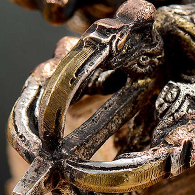 Buddha Stones Tibetan Handmade 5 Prong Double Dorje Copper Iron Thunderbolt Strength Vajra