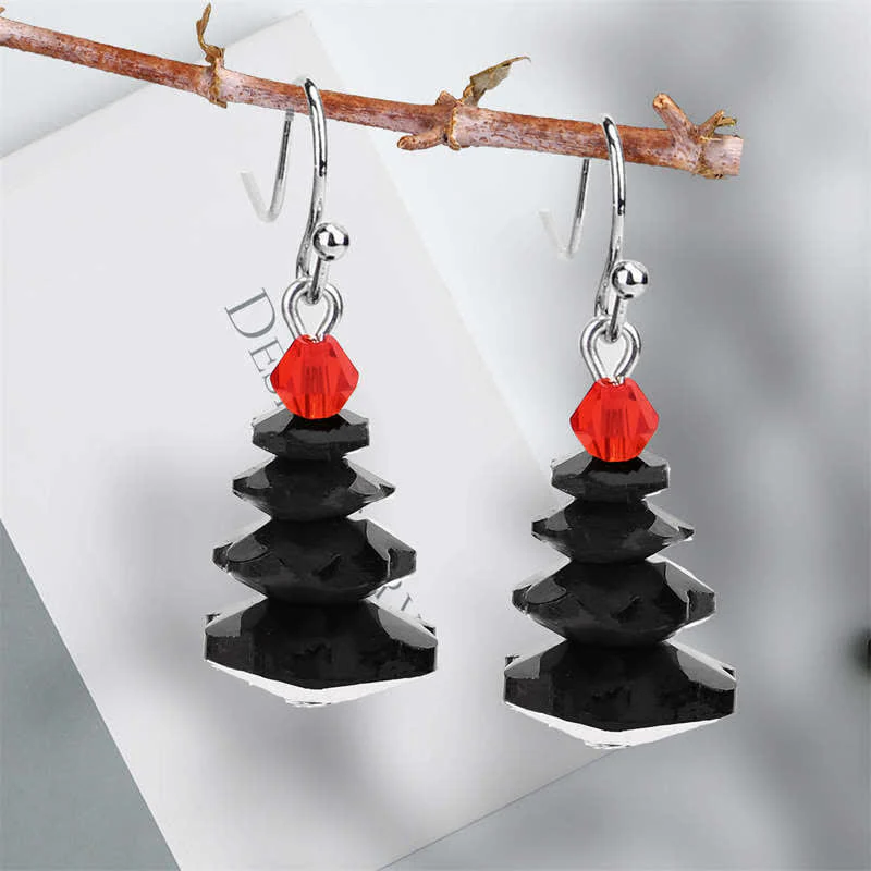 Buddha Stones Various Crystals Christmas Tree Amethyst Peace Healing Drop Earrings