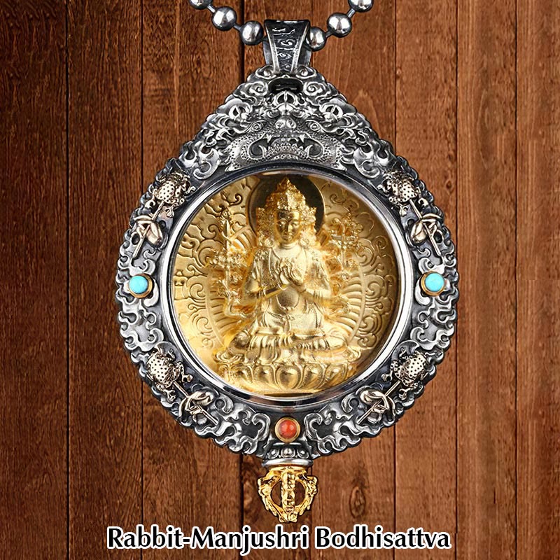 Buddha Stones Chinese Zodiac Natal Buddha Thangka Nine Palaces Eight Diagrams Wealth Rotatable Necklace Pendant