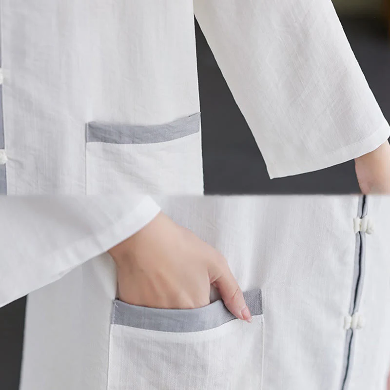 Buddha Stones 2pcs Cotton Tai Chi Shirt Top Pants Meditation Zen Clothing Women's Set