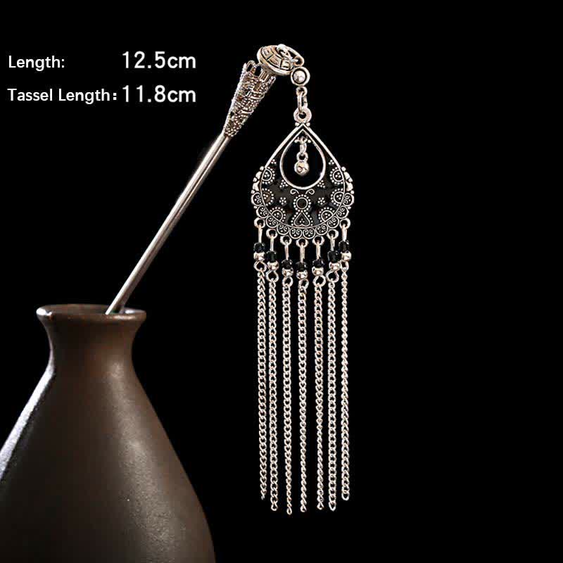 Buddha Stones Water Drop Lily of the Valley Flowers Tassels Confidence Hairpin
