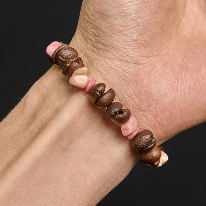 Buddha Stones Handmade Natural Coffee Beans Amethyst Citrine Amazonite Irregular Crystal Bracelet