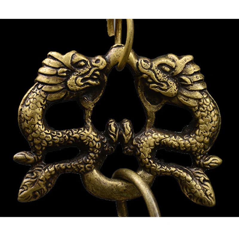 Buddha Stones Tibetan Engraved Buddha Dragon Wind Chime Bell Copper Luck Wall Hanging Decoration