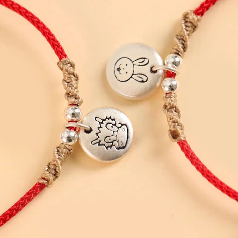 Buddha Stones Handmade 999 Sterling Silver Year of the Dragon Cute Chinese Zodiac Luck Braided Bracelet (Extra 30% Off | USE CODE: FS30)