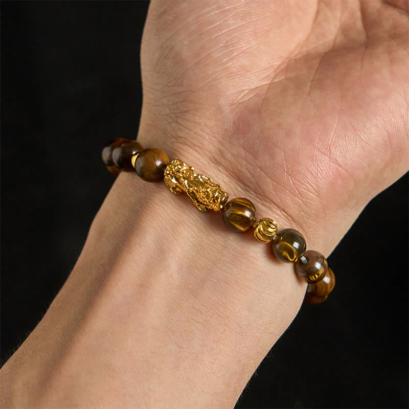 Buddha Stones Various Color Tiger Eye Beads Pixiu Wealth Courage Bracelet
