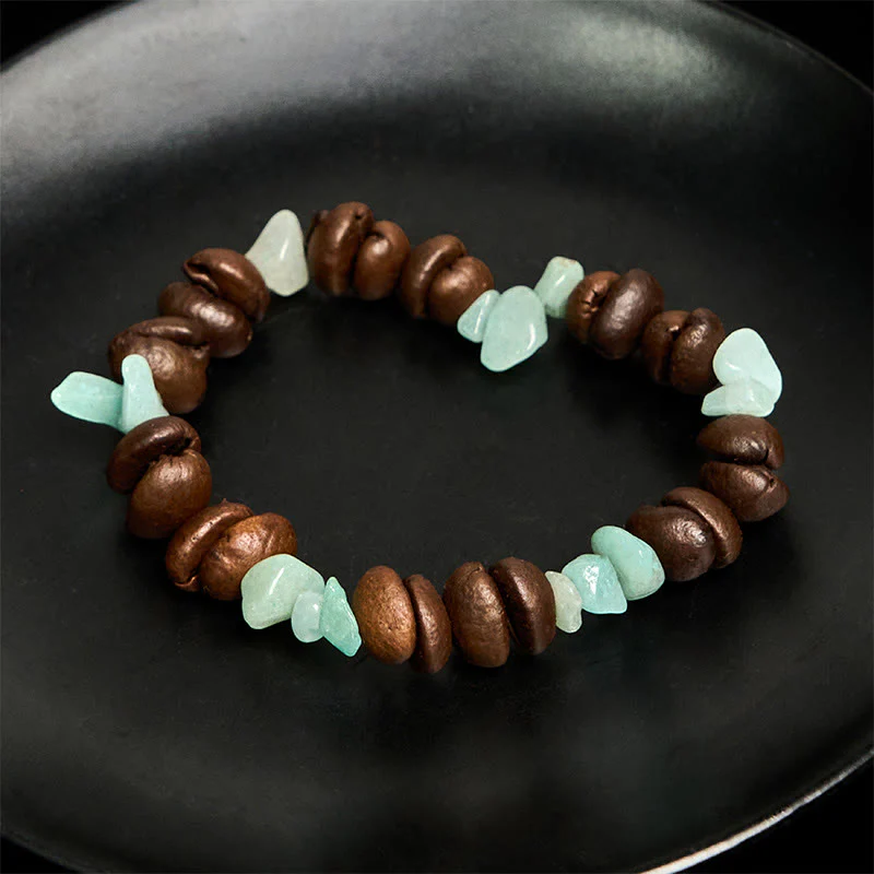 Buddha Stones Handmade Natural Coffee Beans Amethyst Citrine Amazonite Irregular Crystal Bracelet