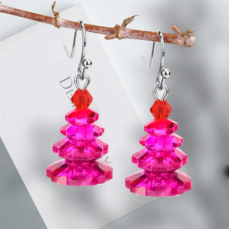 Buddha Stones Various Crystals Christmas Tree Amethyst Peace Healing Drop Earrings