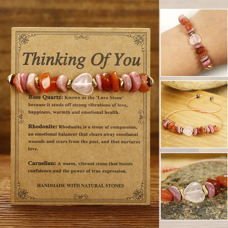Buddha Stones Thinking Of You Rose Quartz Rhodonite Carnelian Relationships Bracelet