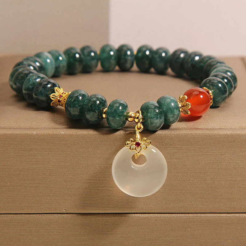 Buddha Stones Blue Jade Beads Peace Buckle Prosperity Bracelet