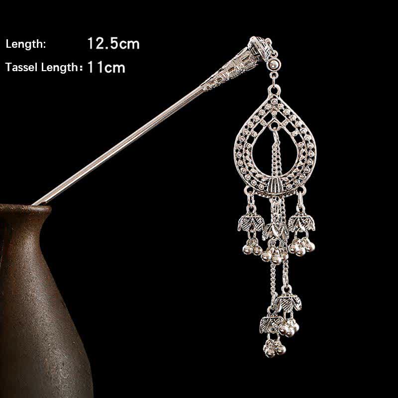 Buddha Stones Water Drop Lily of the Valley Flowers Tassels Confidence Hairpin