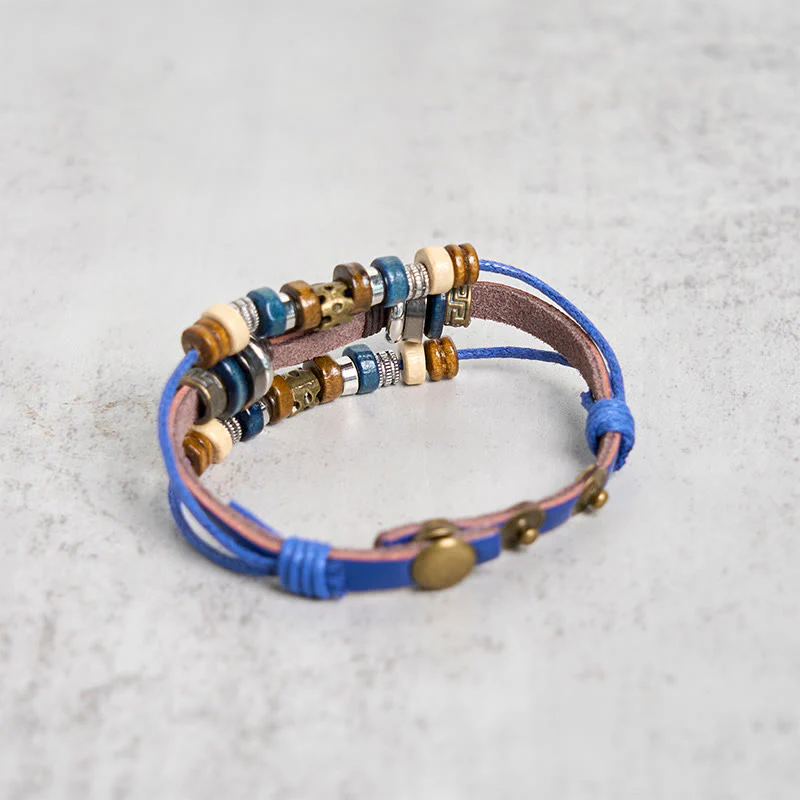 Buddha Stones Tibetan Evil Eye Leather Adjustable Protection Bracelet