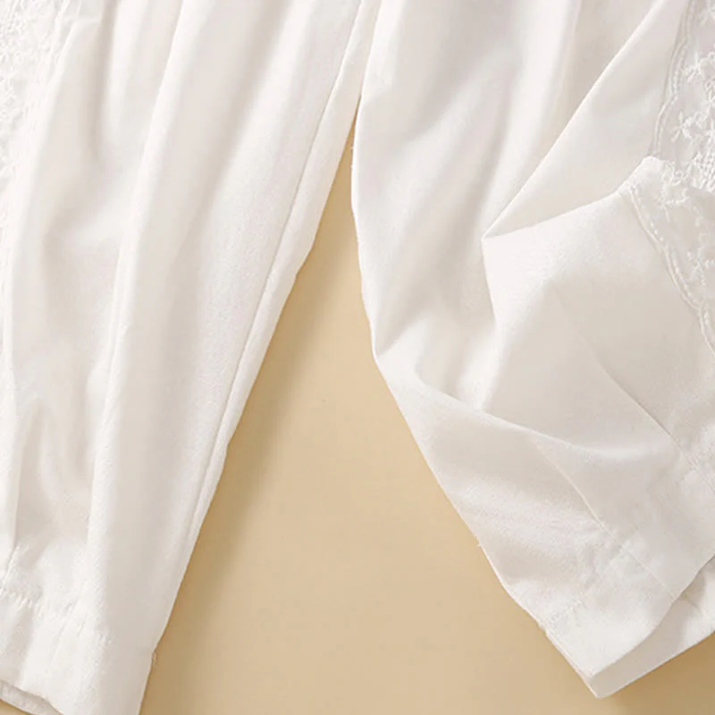 Buddha Stones Plain Lace Women's Harem Cotton Linen Pants With Pockets