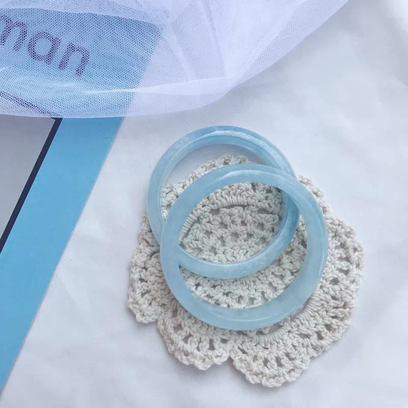 Buddha Stones Natural Aquamarine Blessing Bangle Bracelet