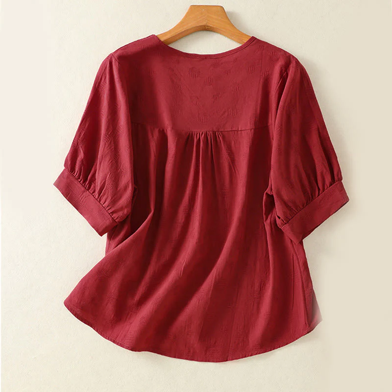 Buddha Stones 2pcs Plain Women's Short Sleeve Shirt Harem Pants Meditation Clothing Set