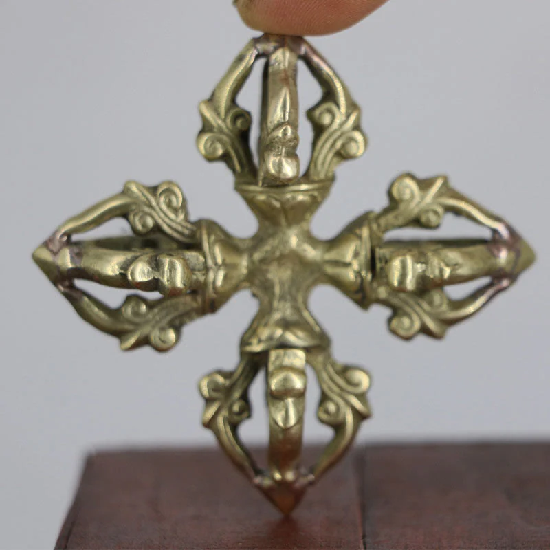 Buddha Stones Nepal Handmade 5 Prong Double Dorje Copper Strength Vajra