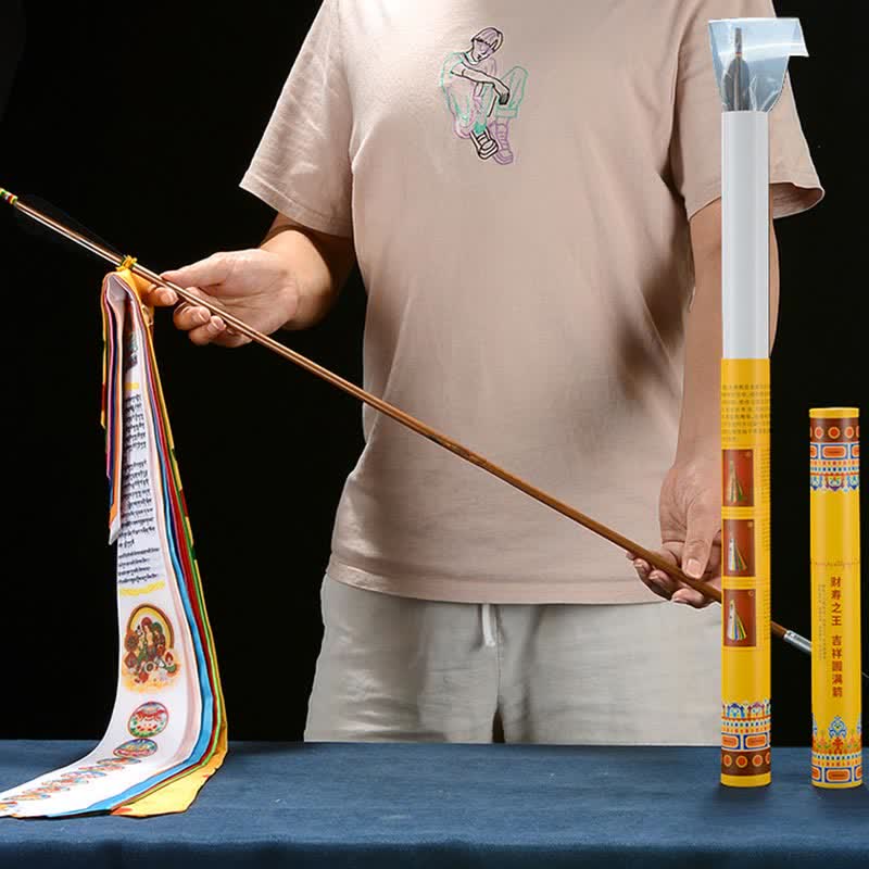 Buddha Stones Tibetan Eight Auspicious Symbols Lucky Arrow Home Decoration Prayer Flag