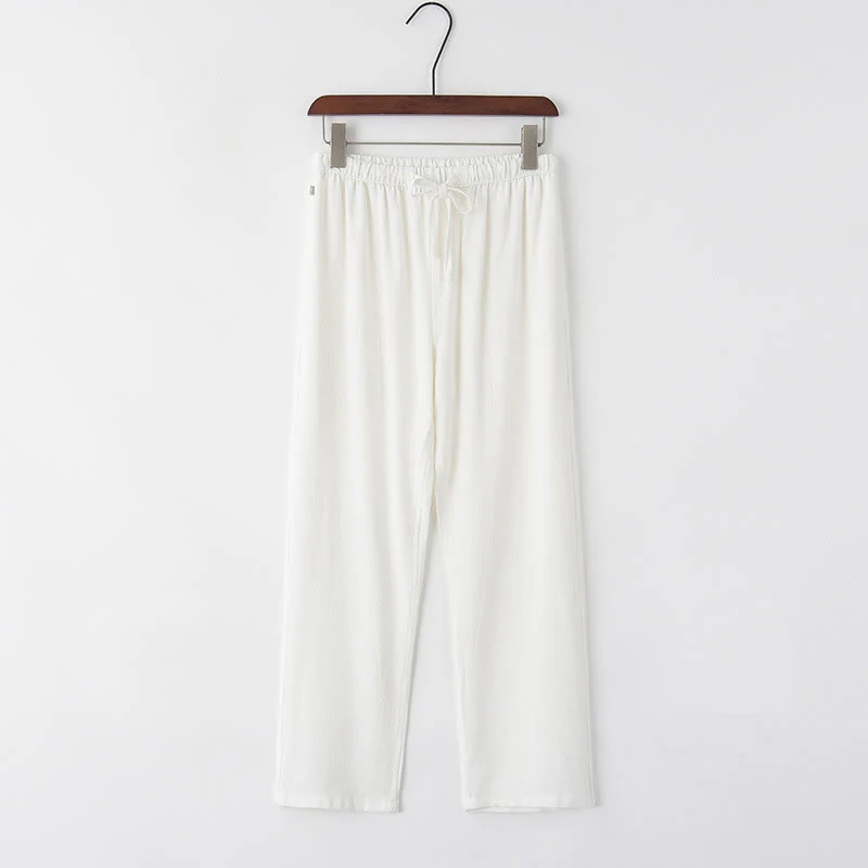 Buddha Stones Spring Summer Solid Men's Drawstring Linen Pants With Pockets