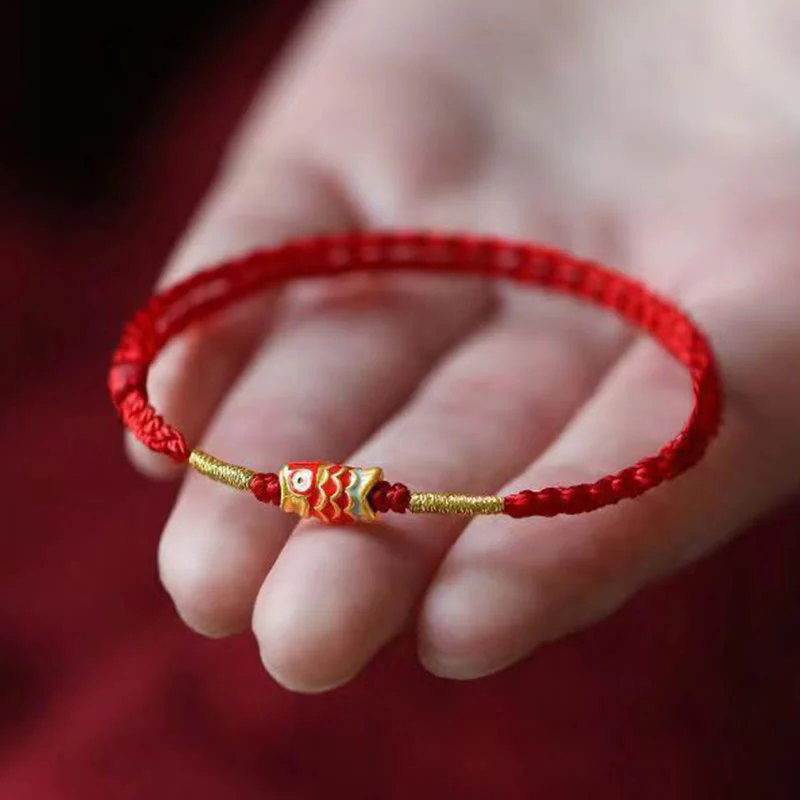 Buddha Stones Koi Fish Handmade Braided Red String Bracelet