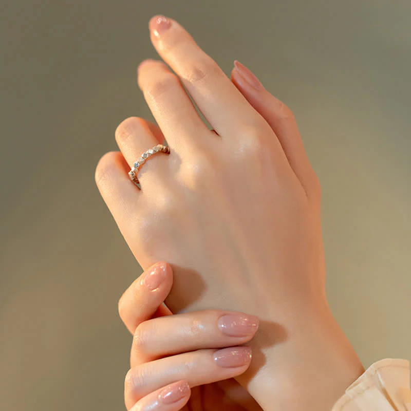 Buddha Stones 925 Sterling Silver Beaded Blessing Ring